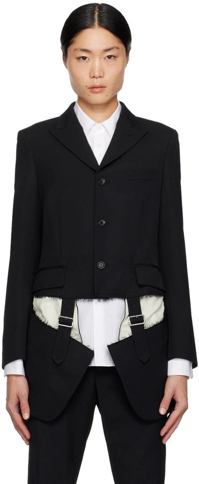 Black Comme Des Garçons Black Peaked Lapel Blazer In 1 Black