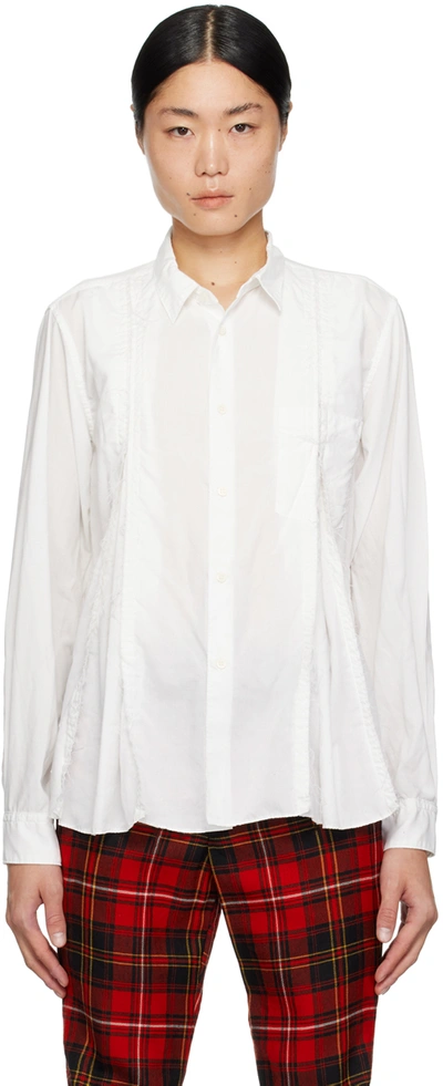 Black Comme Des Garçons White Distressed Shirt In 2 White