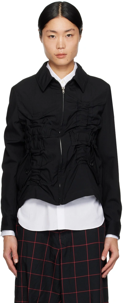 Black Comme Des Garçons Black Ruched Jacket In 1 Black