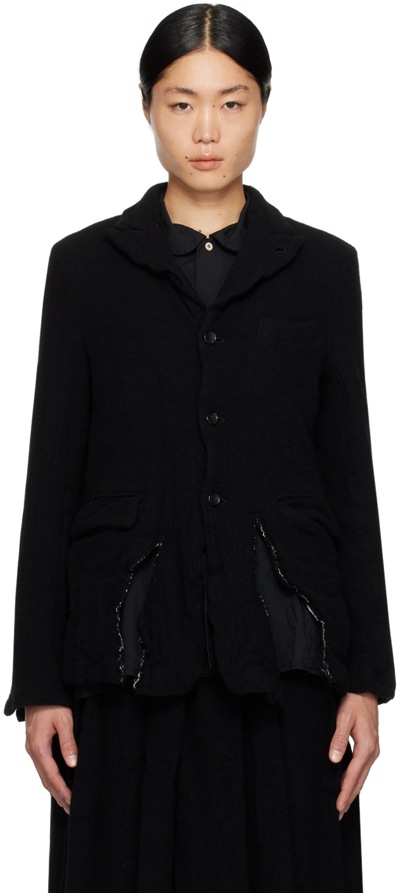 Black Comme Des Garçons Distressed-effect Ripped Single-breasted Blazer In Black