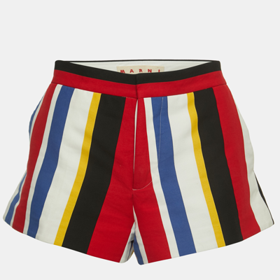 Pre-owned Marni Multicolor Wide Striped Cotton Shorts M