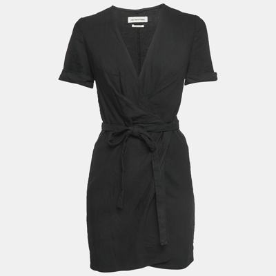 Pre-owned Isabel Marant Étoile Black Linen Blend Wrap On Mini Dress S