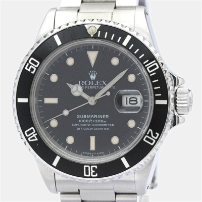 Pre-owned Rolex Black Stainless Steel Submariner 16800 Automatic Men's Wristwatch 40 Mm
