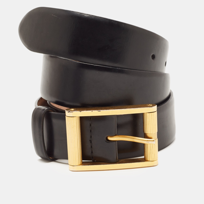 Pre-owned D & G Black Leather Buckle Belt 85 Cm