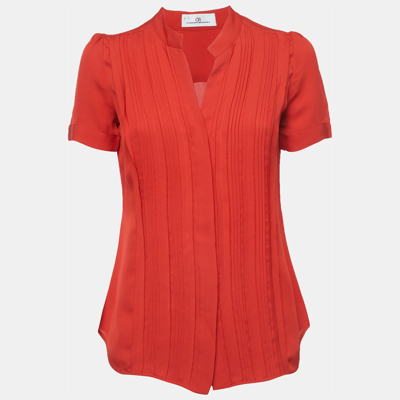 Pre-owned Ch Carolina Herrera Red Silk Top S