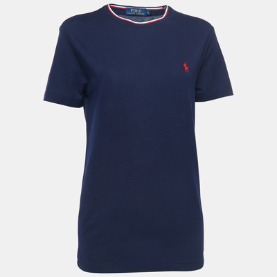 Pre-owned Polo Ralph Lauren Navy Blue Cotton Pique Short Sleeve T-shirt S