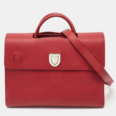 Pre-owned Dior Ever Top Handle Bag In Red