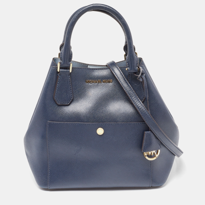 Pre-owned Michael Kors Blue Leather Greenwich Tote