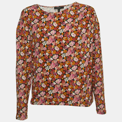 Pre-owned Weekend Max Mara Multicolor Floral Printed Jersey Top L