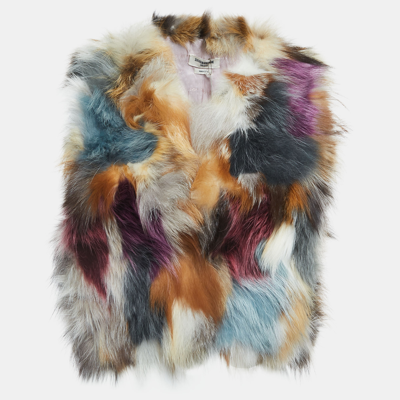 Pre-owned Zadig & Voltaire Multicolor Fur Sleeveless Cropped Jacket S