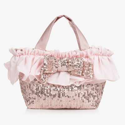 Patachou Kids' Girls Pink Sequin Bow Handbag (26cm)