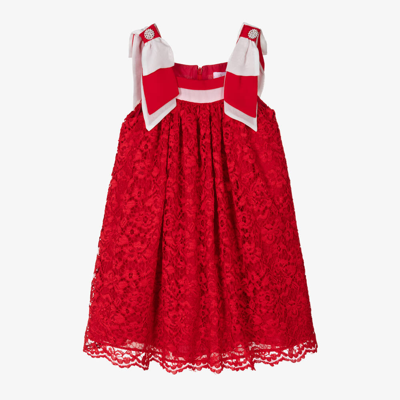 Patachou Babies' Girls Red Floral Lace Dress