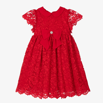 Patachou Babies' Girls Red Floral Lace Dress