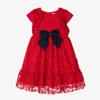 PATACHOU GIRLS RED FLORAL LACE DRESS
