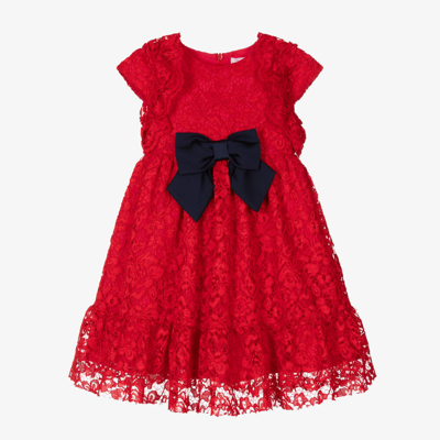 Patachou Babies' Girls Red Floral Lace Dress