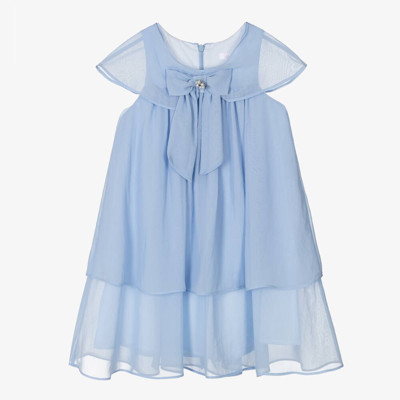Patachou Babies' Girls Blue Bow Chiffon Dress