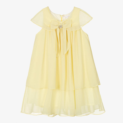 Patachou Babies' Girls Yellow Bow Chiffon Dress