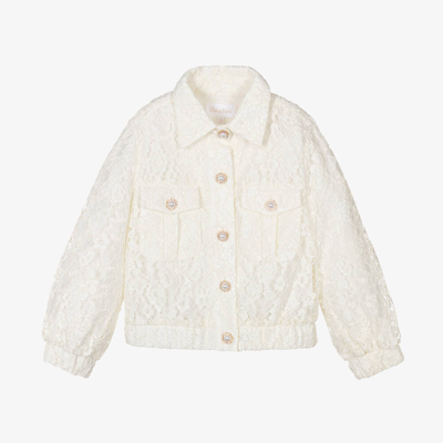 Patachou Babies' Girls Ivory Floral Lace Jacket In White