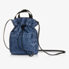 EMPORIO ARMANI GIRLS BLUE DENIM-LOOK BUCKET BAG (21CM)