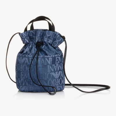 Emporio Armani Kids' Girls Blue Denim-look Bucket Bag (21cm)
