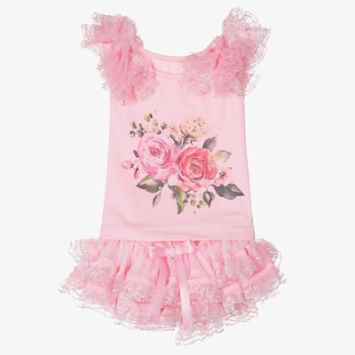 Beau Kid Baby Girls Pink Roses Cotton Skirt Set