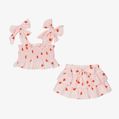 Phi Clothing Babies' Girls Pink Cotton Skirt Set
