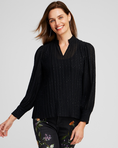 Chico's Pleated Blouse In Black