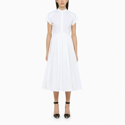 Alexander Mcqueen Midi Dress In Bianco