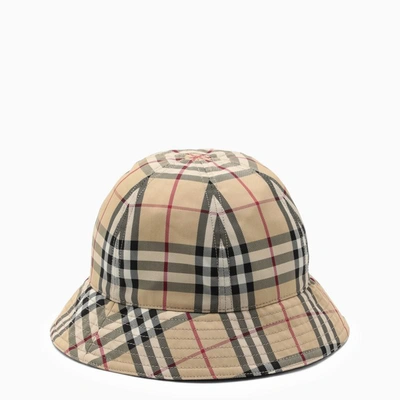 Burberry Beige Hat With Vintage Check Motif In Multicolor