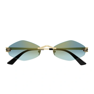 Cartier Geometric Frame Sunglasses In Gold