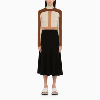 Chloé Chiffon Skirt Flared Cut High Waist Midi In Black