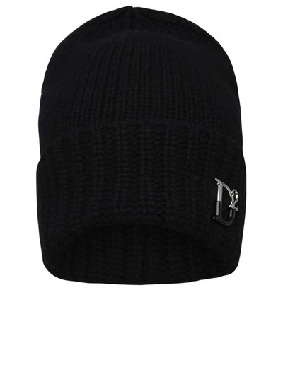 Dsquared2 Black Wool Blend Beanie