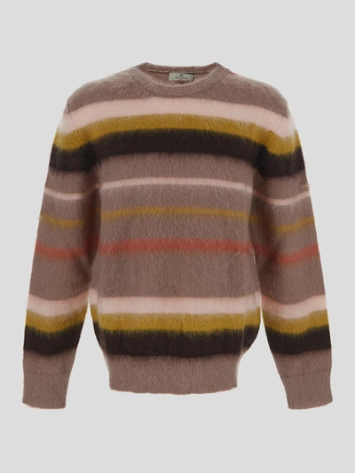 Etro Stripe Fluffy Knit Sweater In Multicolor