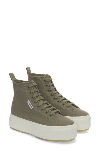 Superga 2708 High-top Sneakers In Green Safari Favorio Milky