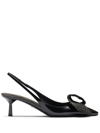 Prada 55 Slingback Pumps In Patent Leather In Black