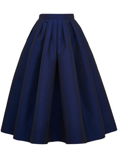 Alexander Mcqueen Pleated Midi Skirt In Blue