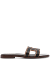 TOD'S LEATHER TWO-TONE SLIDES