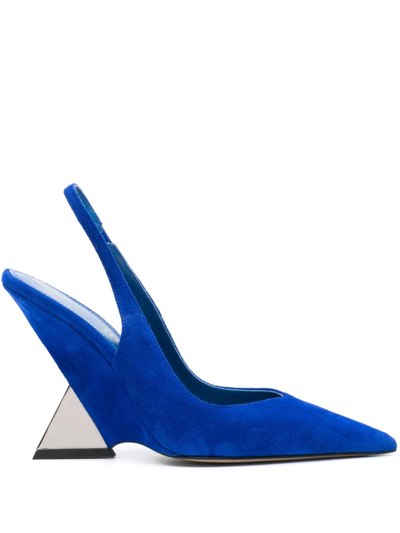 Attico Cheope 105mm Slingback Suede Pumps In Blue