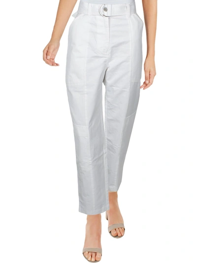 J Brand Athena Womens Linen Blend Ankle Cargo Pants In White