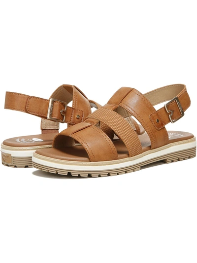 Dr. Scholl's Shoes Talk It Out Womens Faux Leather Buckle Slingback Sandals In Brown