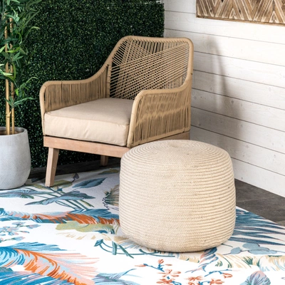 Nuloom Braided Indoor/outdoor Filled Ottoman Pouf
