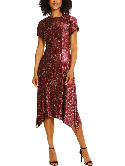 Maggy London Womens Velvet Floral Cocktail And Party Dress In Red