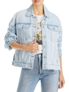 BLANKNYC WOMENS DISTRESSED COLLARED DENIM JACKET