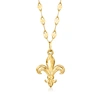 Ross-simons Italian 14kt Yellow Gold Fleur-de-lis Necklace In Multi