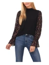 Cece Womens Printed Metallic Turtleneck Top In Multi
