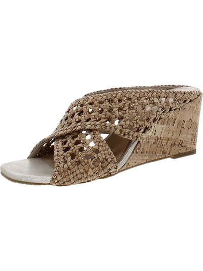 DONALD J PLINER PARISA WOMENS METALLIC CRISS-CROSS WEDGE SANDALS