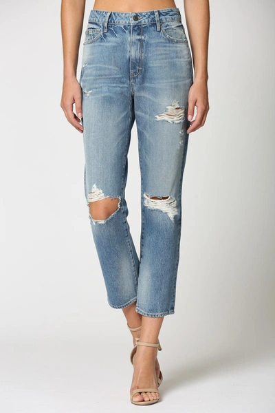 Hidden Tracey Distressed Straight Leg Jeans In Light Wash In Blue
