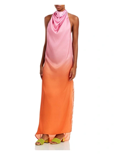 Baobab Womens Satin Open-back Maxi Dress In Orange