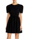 BLACK HALO BOOKER WOMENS A-LINE PUFF SLEEVE MINI DRESS