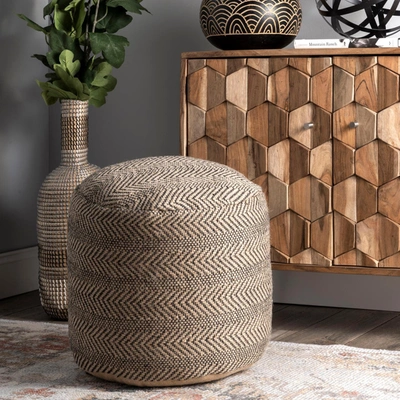 Nuloom Exeter Chevron Braided Jute Filled Ottoman Pouf